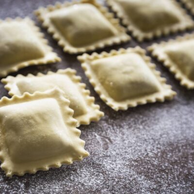 ravioloni porri e patate
